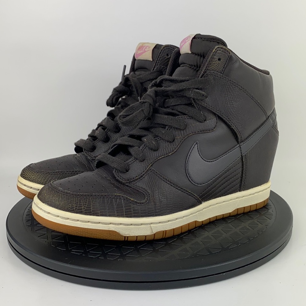 Nike Women's High-Top Athletic Sneakers in Black with Gum Sole